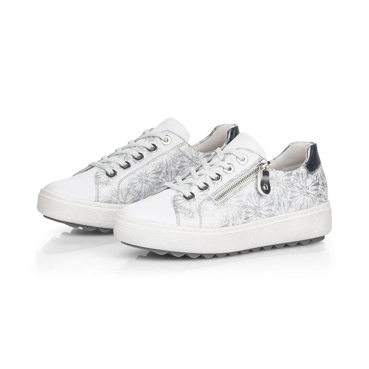 Remonte Ladies White Floral Trainer Shoes D1000-80