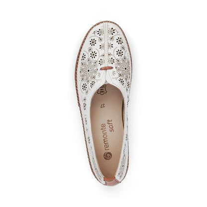 Remonte Ladies White Combination Slip On Shoes D1931-80