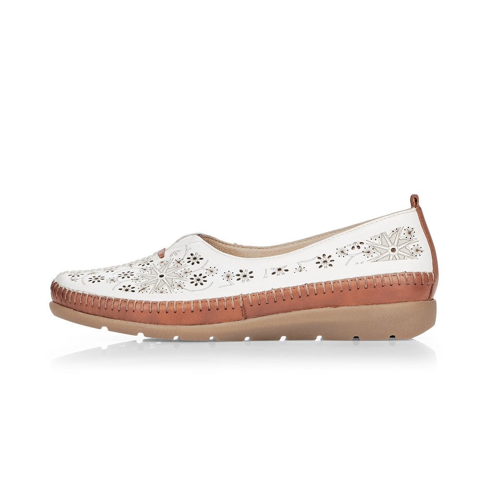 Remonte Ladies White Combination Slip On Shoes D1931-80