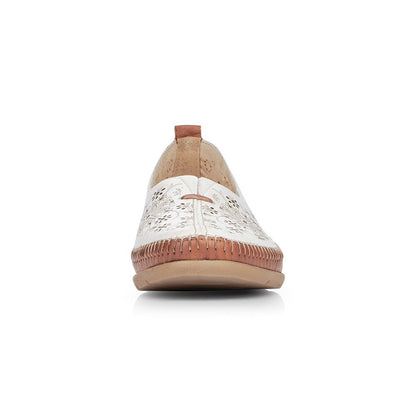 Remonte Ladies White Combination Slip On Shoes D1931-80