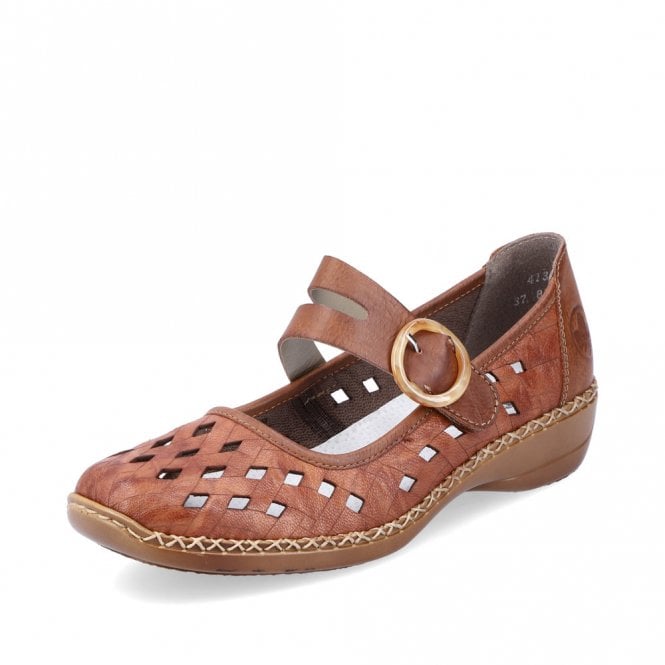 Rieker Ladies 41376-22 Brown Leather Shoes
