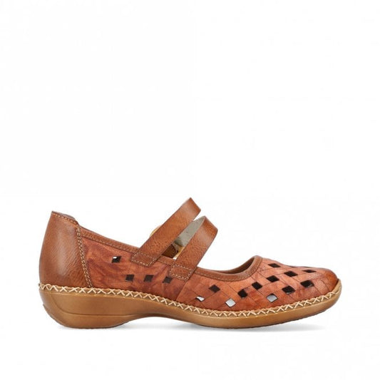 Rieker Ladies 41376-22 Brown Leather Shoes