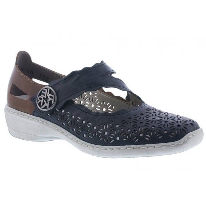 Rieker 413G4 -14 Ladies Blue Combi Shoe