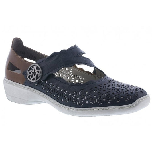 Rieker 413G4 -14 Ladies Blue Combi Shoe