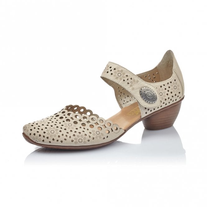 Rieker 43753-60 Ladies Beige Heel Shoe