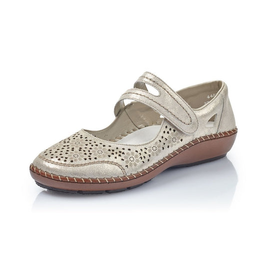 Rieker Ladies Suede Leather Gold Shoes 44875-62