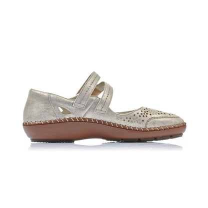 Rieker Ladies Suede Leather Gold Shoes 44875-62