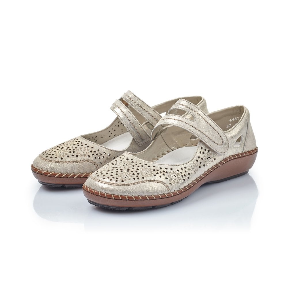 Rieker Ladies Suede Leather Gold Shoes 44875-62