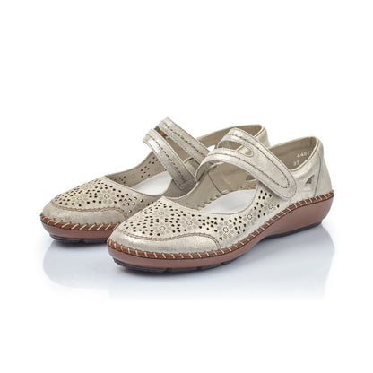 Rieker Ladies Suede Leather Gold Shoes 44875-62