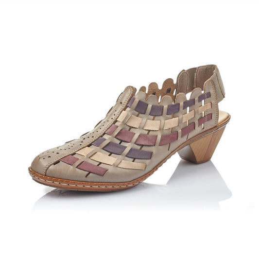 Rieker Ladies Beige Heeled Sandals 46778-62