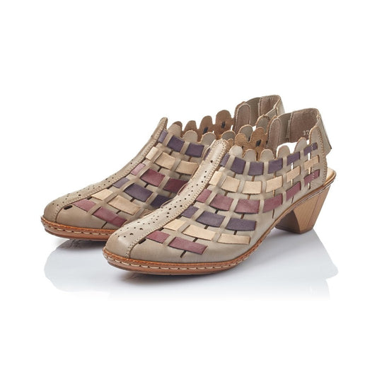 Rieker Ladies Beige Heeled Sandals 46778-62