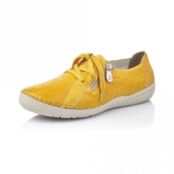 Rieker Ladies Yellow Lace-Up Trainers 52511-68