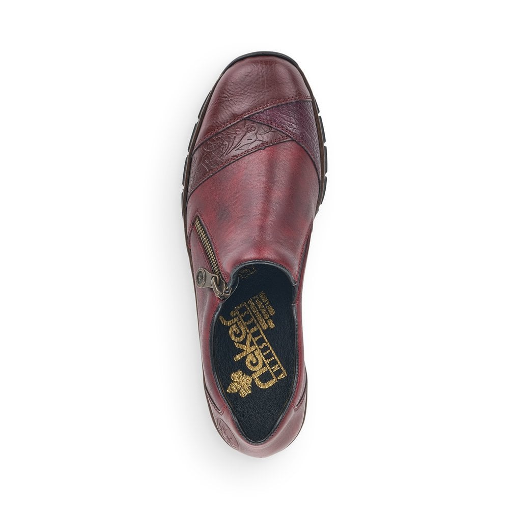 Rieker Ladies Burgundy Casual Low Wedge Shoes 53761-35