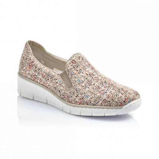 Rieker Ladies Beige Slip On Shoes 53766-61