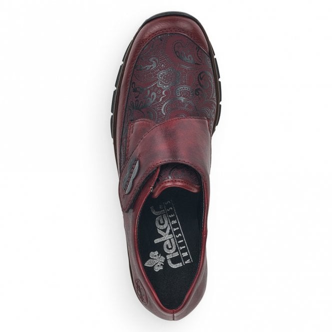 Rieker Ladies 537C0-35 Red Velcro Shoe