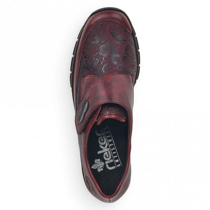 Rieker Ladies 537C0-35 Red Velcro Shoe