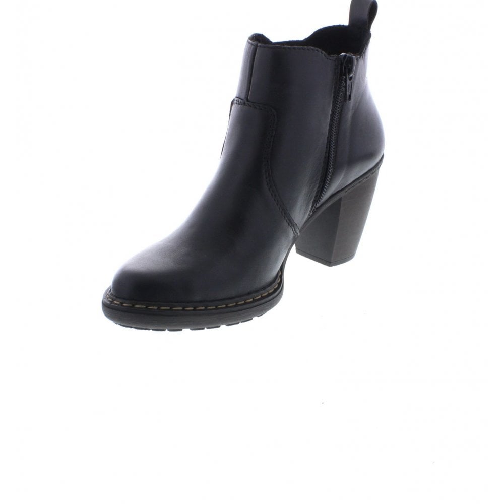 Rieker Ladies Black Leather Heeled Chelsea Boots 55284-00