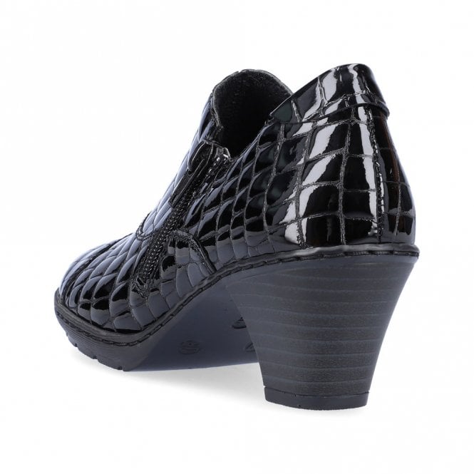 Rieker 57173-03 Black Ladies Zip Shoe