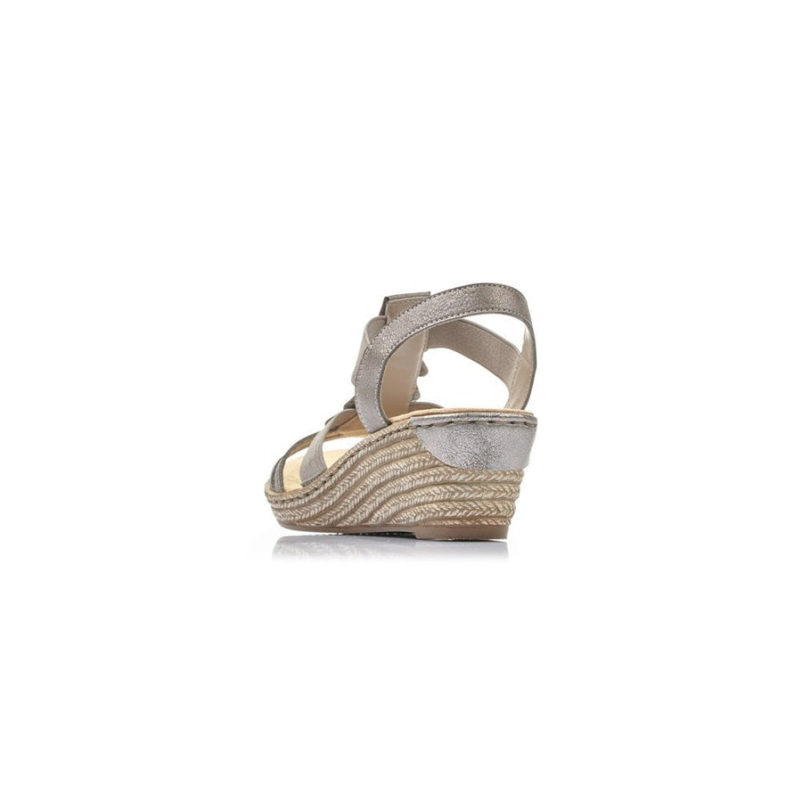 Rieker Ladies Grey Heeled Wedge Sandals 62436-40