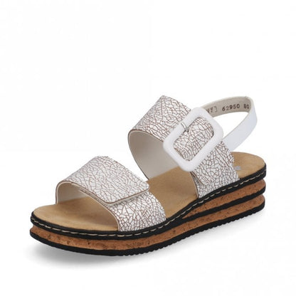 Rieker Ladies 62950-80 White Wedge Sandal