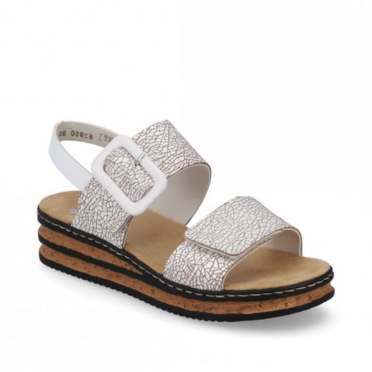 Rieker Ladies 62950-80 White Wedge Sandal