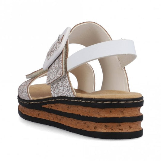 Rieker Ladies 62950-80 White Wedge Sandal