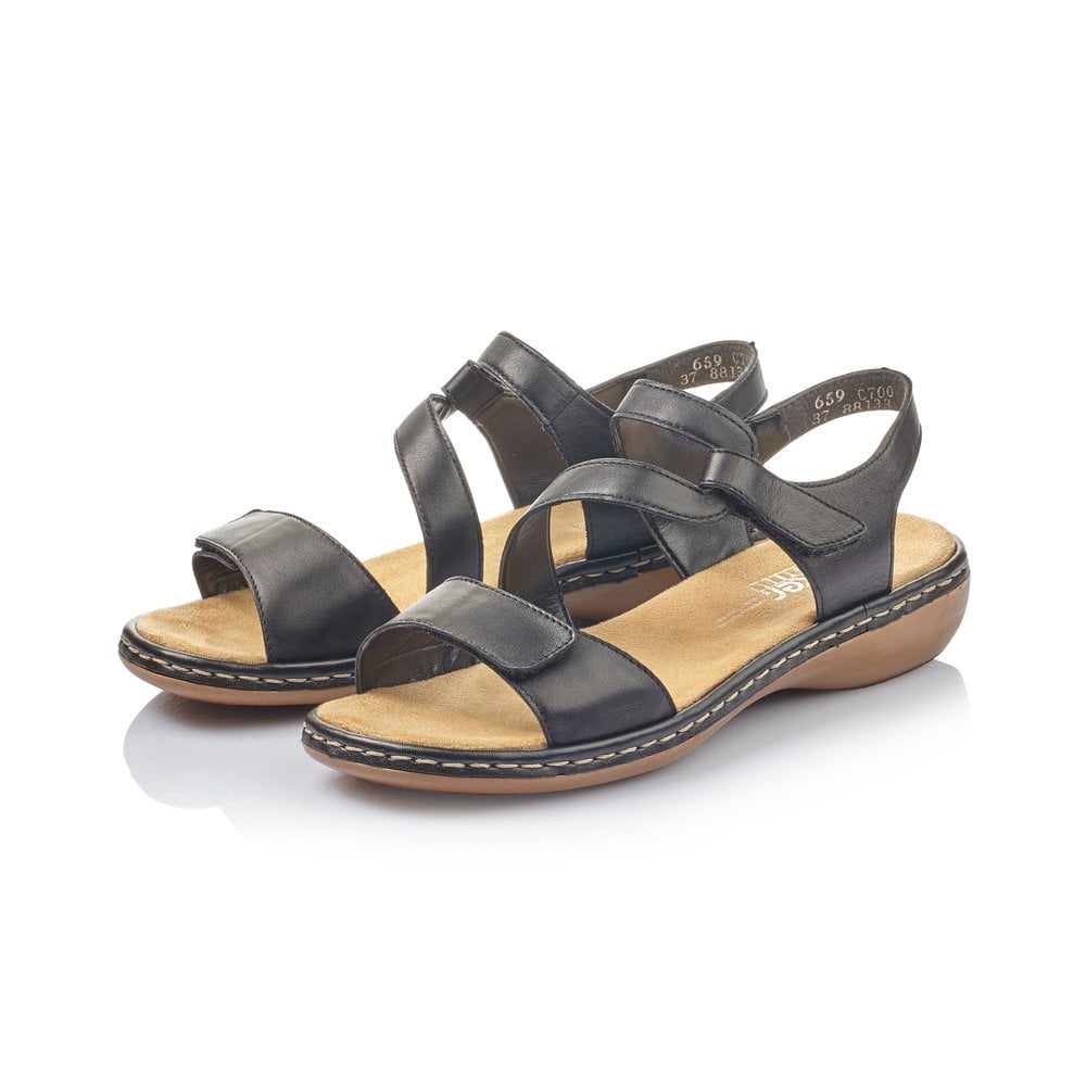 Rieker 659C7-00 Black Ladies Sandal