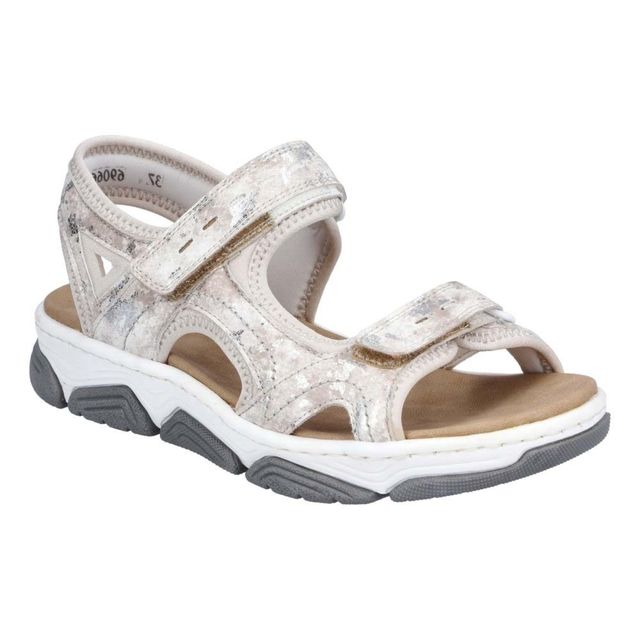 Rieker 69066-60 Ladies Beige/Silver Walking Sandal