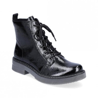 Rieker 72010-00 Ladies Black  Patent Ankle Boot