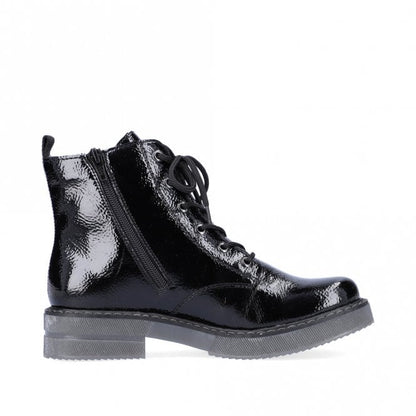 Rieker 72010-00 Ladies Black  Patent Ankle Boot