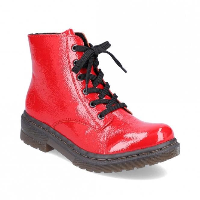 Rieker 78240-33 Ladies Red Patent Ankle Boots