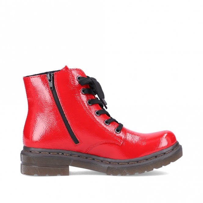 Rieker 78240-33 Ladies Red Patent Ankle Boots