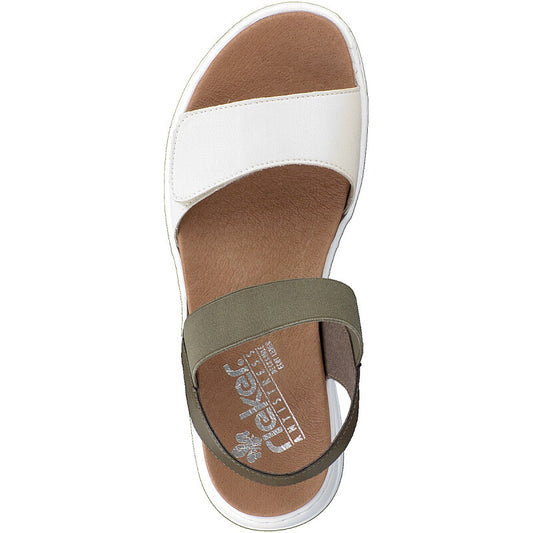 Rieker Ladies 64300-54 White Combi Sandal