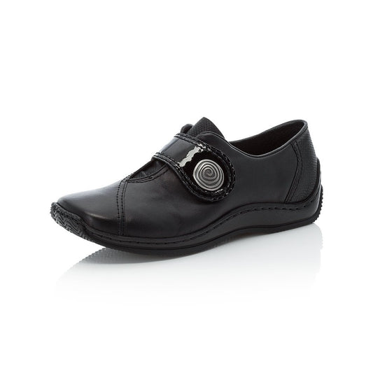 Rieker Ladies Velcro Black Hoop & Loop Fastening Shoes L1760-00