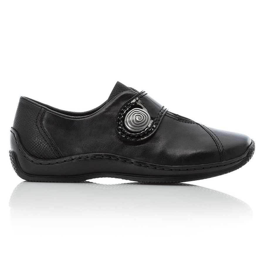 Rieker Ladies Velcro Black Hoop & Loop Fastening Shoes L1760-00