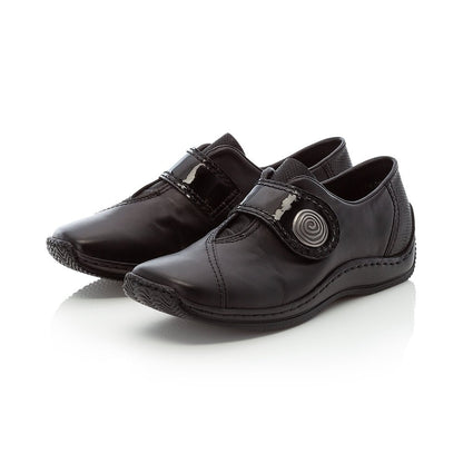 Rieker Ladies Velcro Black Hoop & Loop Fastening Shoes L1760-00