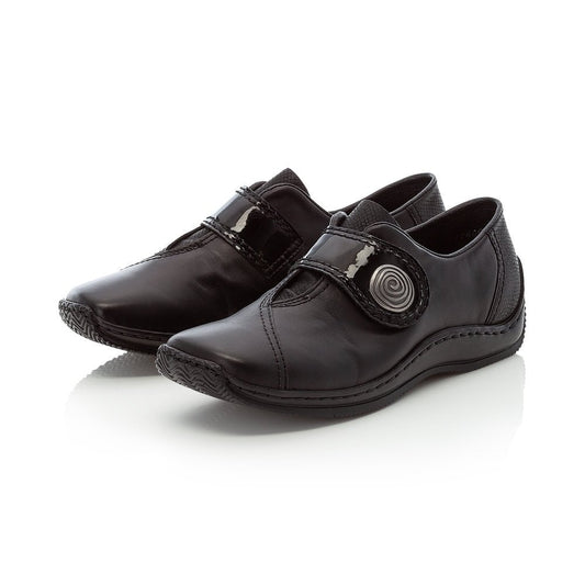 Rieker Ladies Velcro Black Hoop & Loop Fastening Shoes L1760-00