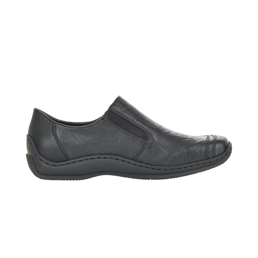 Rieker Ladies Slip On Black Leather Shoes L1771-00