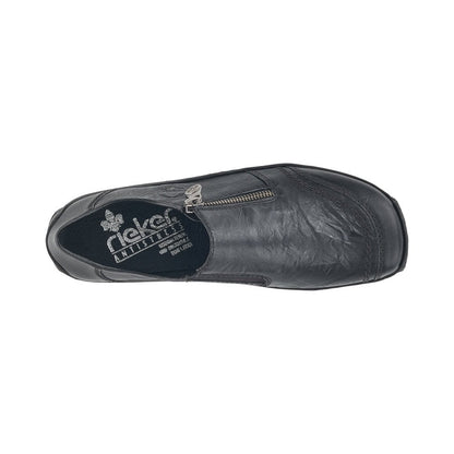 Rieker Ladies Slip On Black Leather Shoes L1771-00