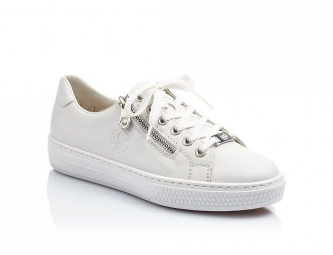 Rieker Ladies L59L1-25 White Zipper Trainers