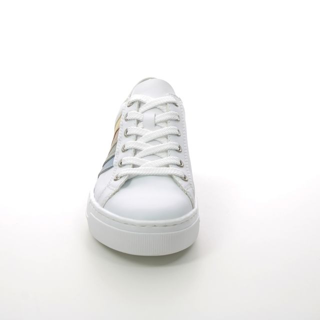 Rieker L8802-80 White Combi  Ladies Trainers