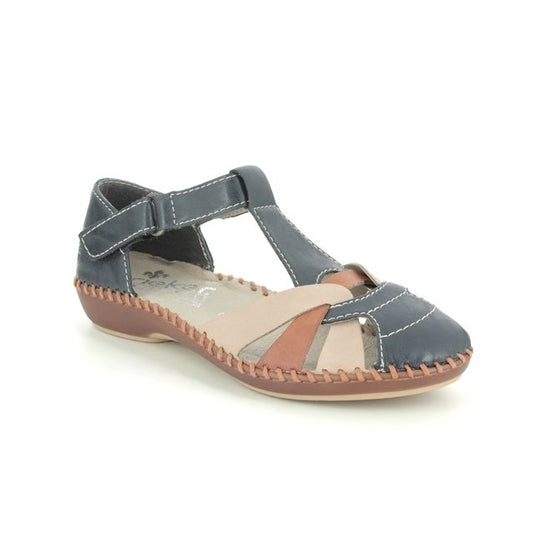 Rieker Ladies Navy & Cognac Sandals M1668-14