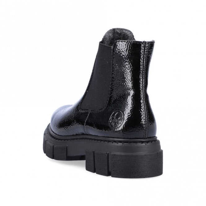 Rieker M3854-02 Ladies Black Patent Chelsea Boot