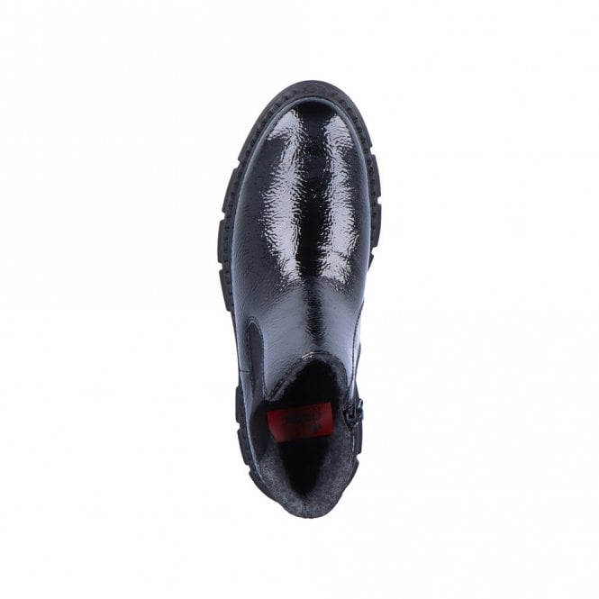 Rieker M3854-02 Ladies Black Patent Chelsea Boot