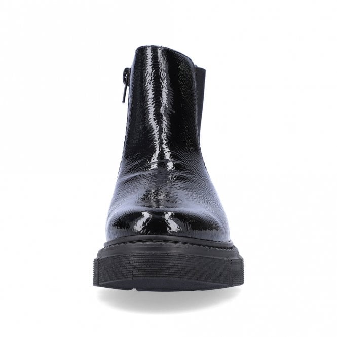 Rieker M3854-02 Ladies Black Patent Chelsea Boot