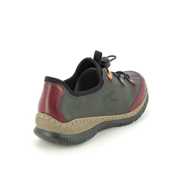 Rieker N3271-54 Ladies Casual Shoe Green/Wine
