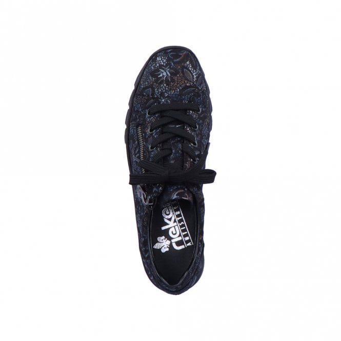 Rieker N3302-90 Ladies Wedge Lace up and Side Zip Metallic