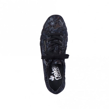 Rieker N3302-90 Ladies Wedge Lace up and Side Zip Metallic