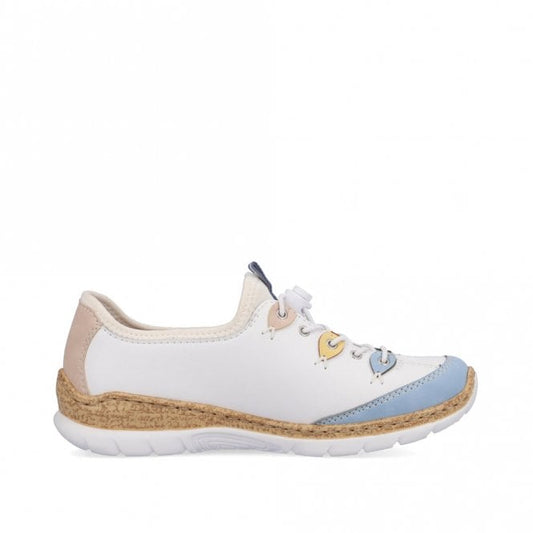 Rieker  N4276-80  White Combination Ladies Shoes - Elasticated