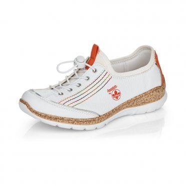 Rieker Ladies N42T0-81 White Lace Up Trainers